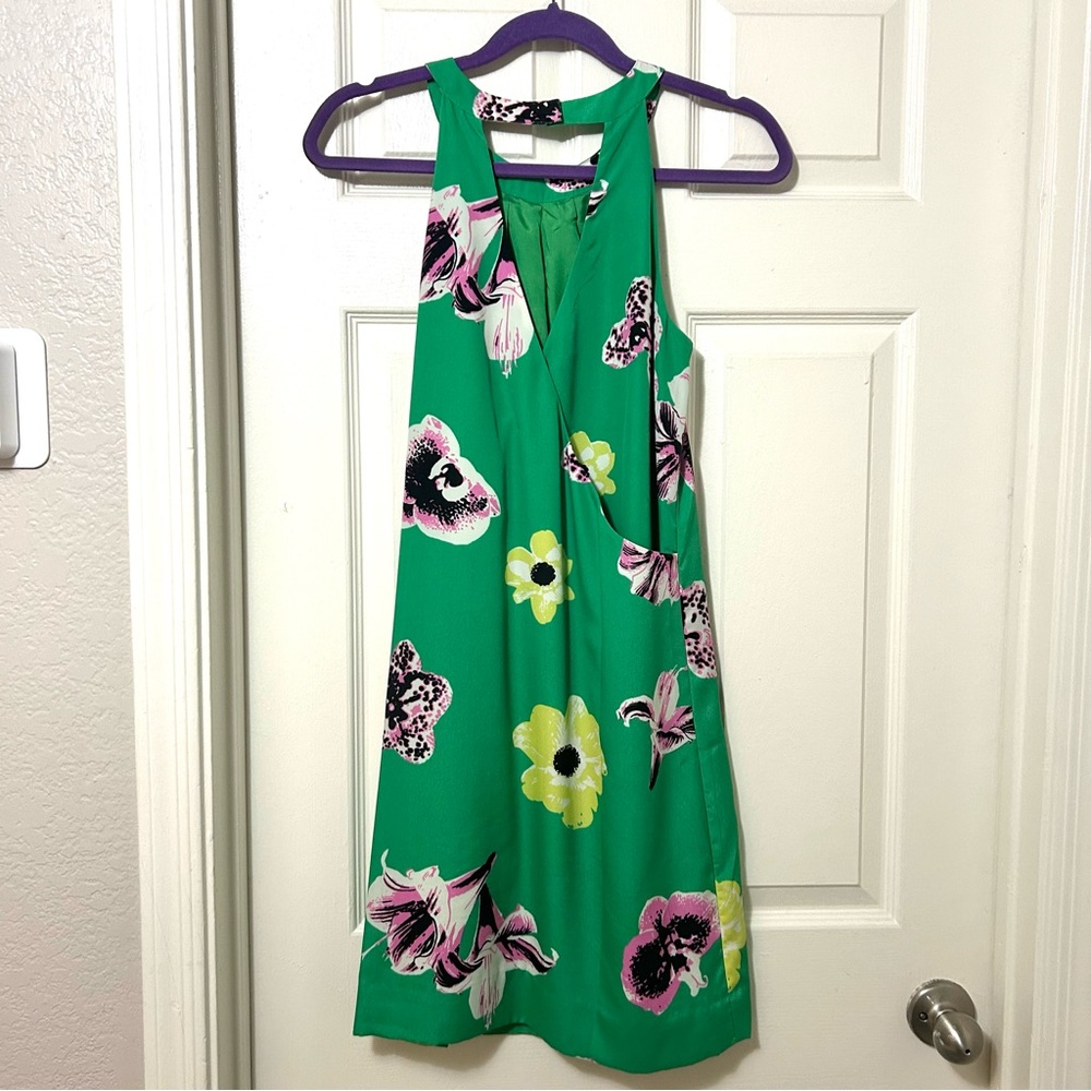 J. CREW GREEN FLORAL MINI DRESS Size 4 - Picture 3 of 11